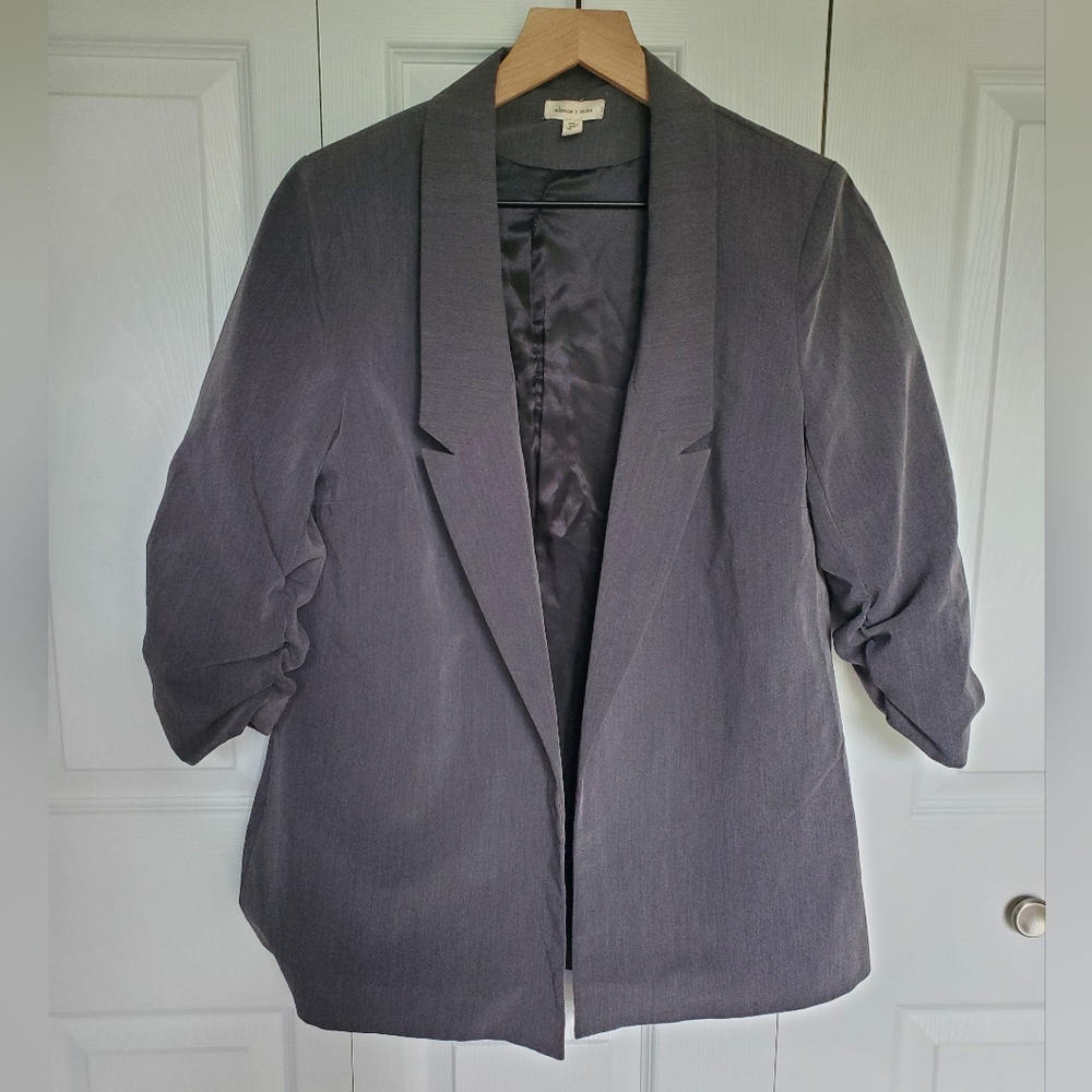 Silence & Noise 3/4 Gathered Sleeve Open Blazer Size L